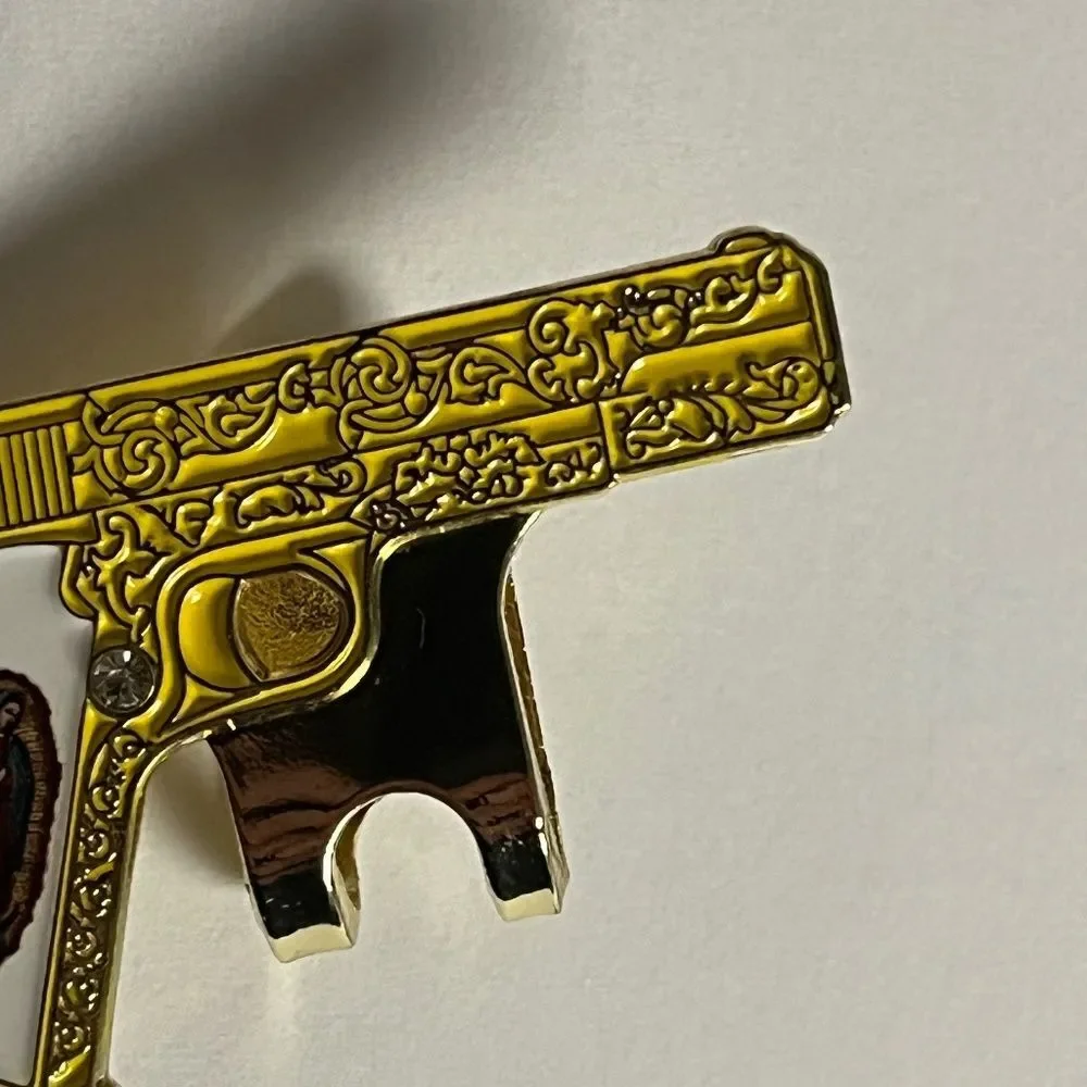 Virgin Mary Gold Gun Blip Hat Pin Pins Hats Bag Fitted New Era Glock Brim Clip